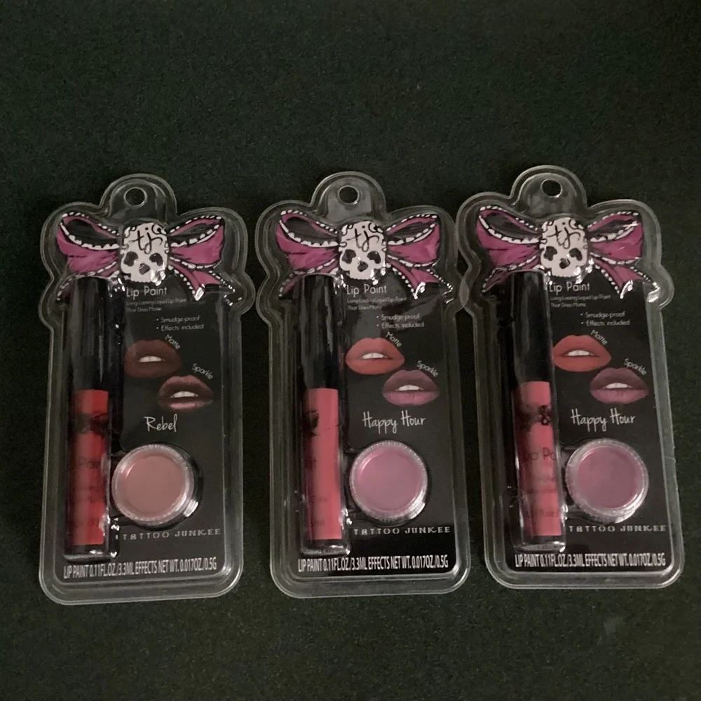 Tattoo Junkee Lip Paint Bundle of 3 Rebel/Happy Hour New